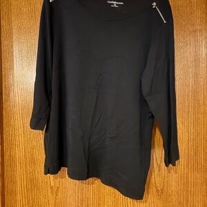 Croft & Barrow Black 3/4 Length Sleeve Tee